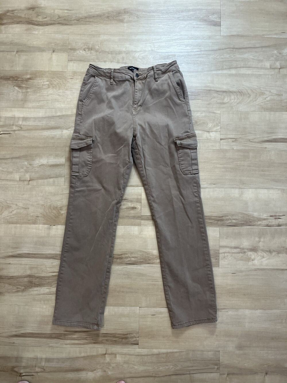 Well Worn cargo pants kakis brown wash, construction, zippered fly Sz 12/32